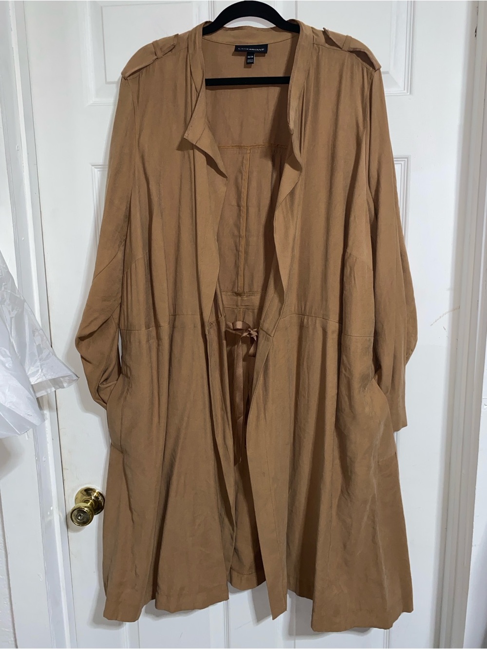 Lane Bryant Tan Drawstring Trench Coat